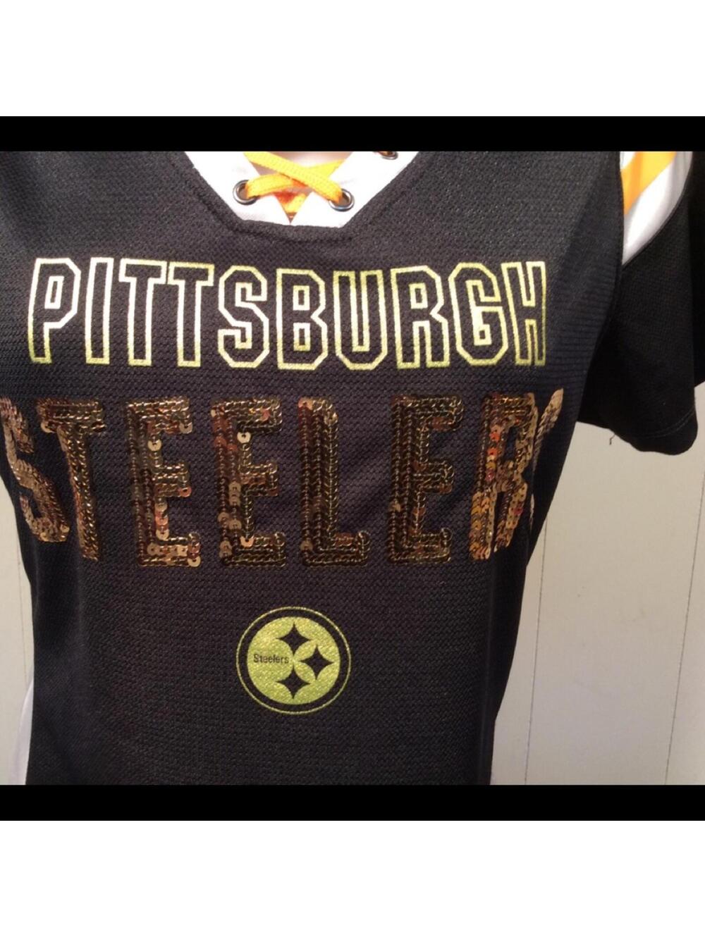 NFL Pittsburgh Steelers Women's Black and Yellow Jersey - Picture 2 of 6